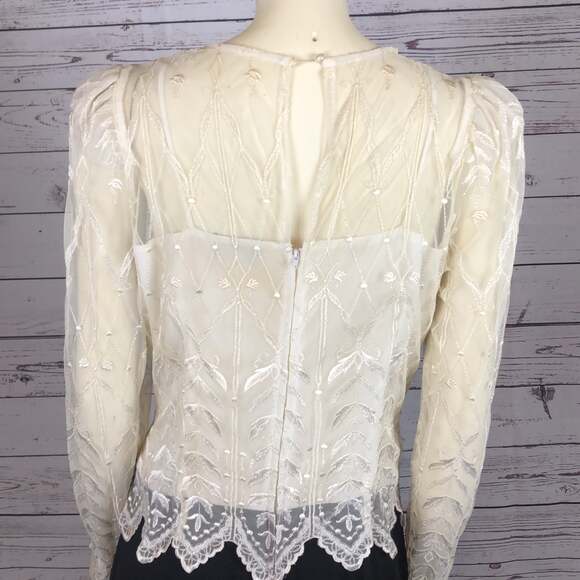 Vintage Cachet By Bari Protas dress with Embroidered lace black cream size 9-10 - Picture 10 of 12